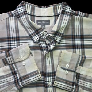 LL Bean Signature Men XL Slim Fit Plaid Button Down Shirt Multicolor Long Sleeve